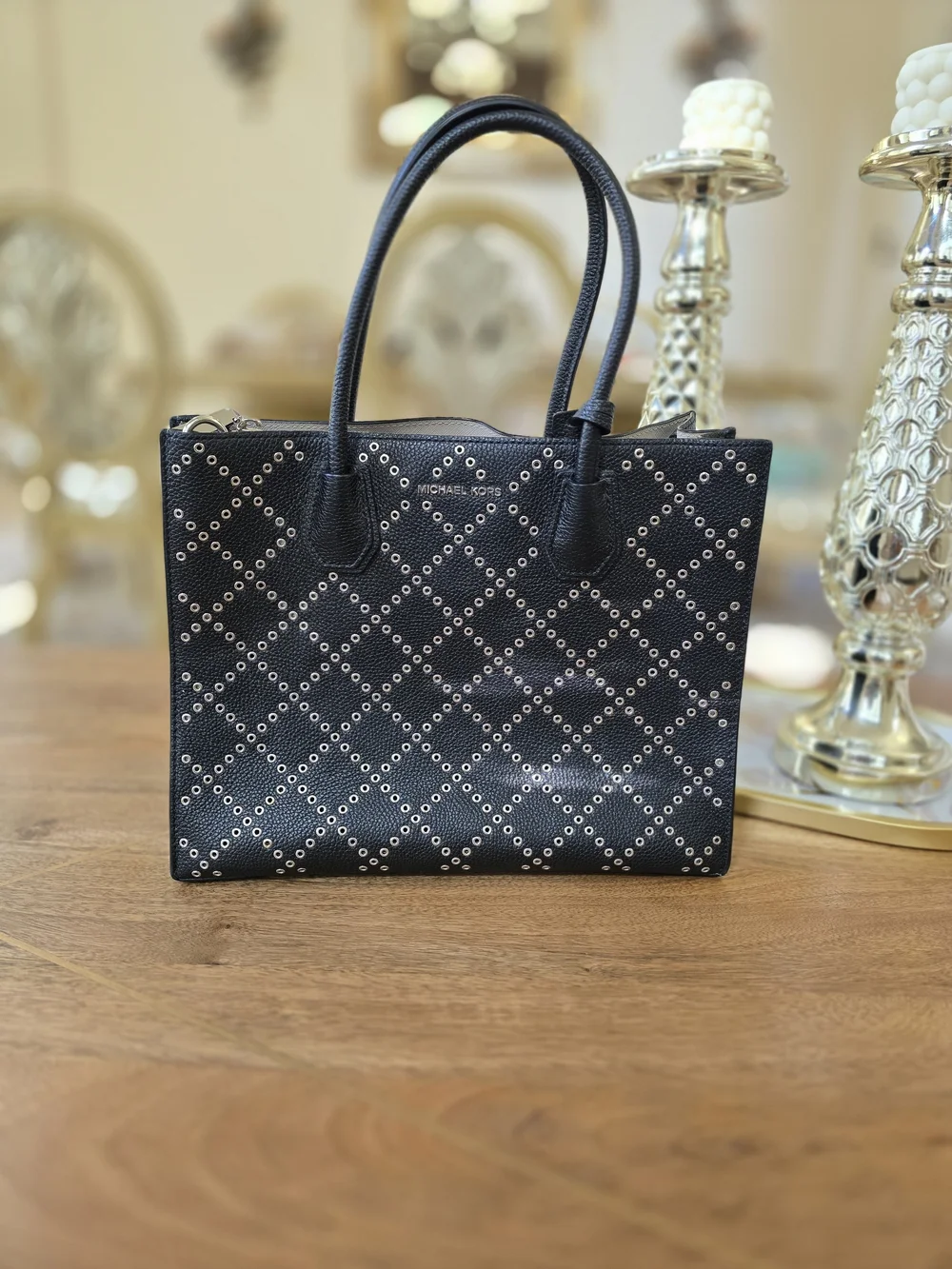 Michael Kors Black Studded Tote Bag